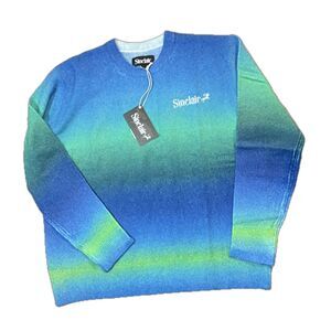 NWT Sinclair Global Gradient Knit Sweater Large Blue Green Ombre Mohair Feel